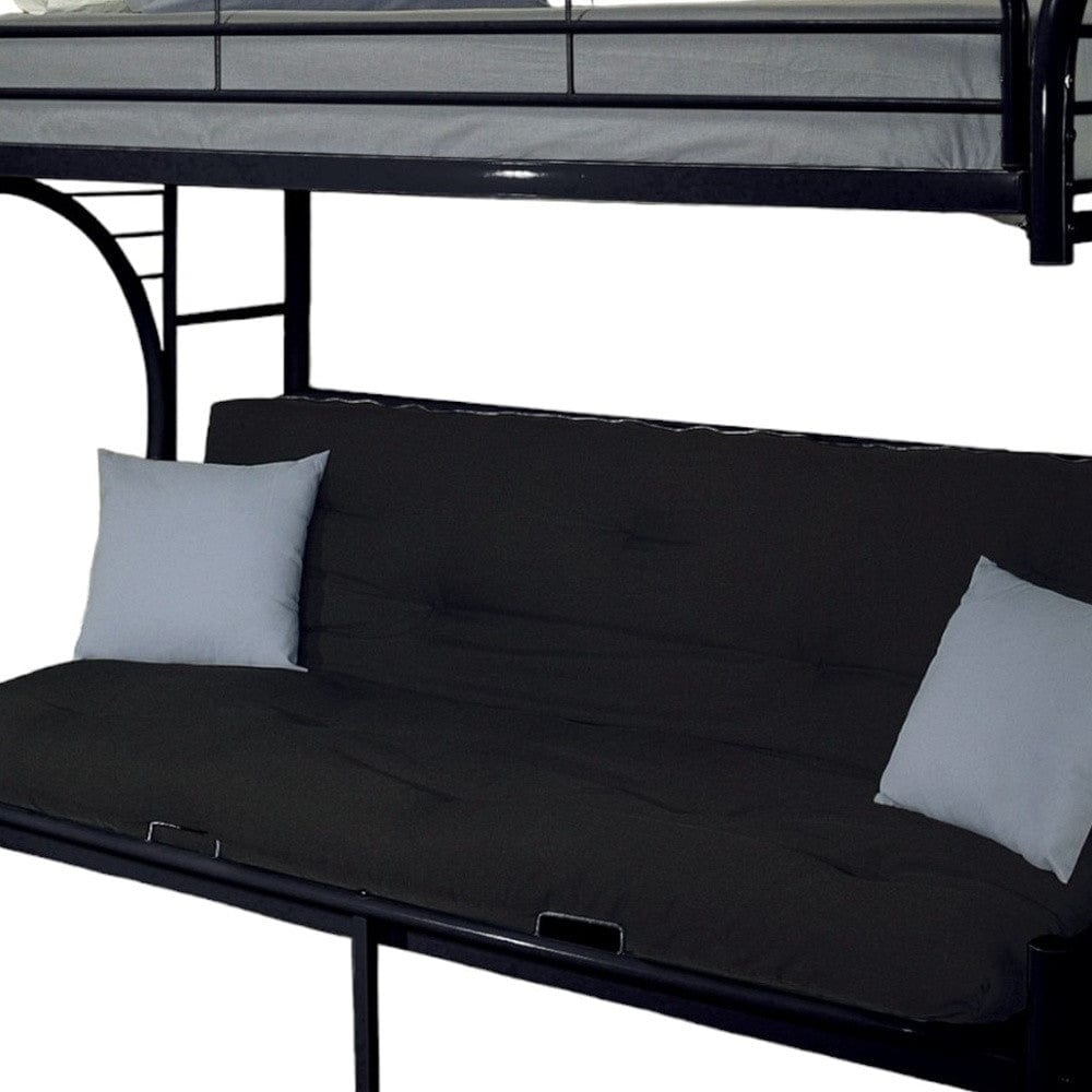 84" X 62" X 65" Twin Xl Over Queen Black Metal Tube Futon Bunk Bed - Homeroots - Flyclothing LLC