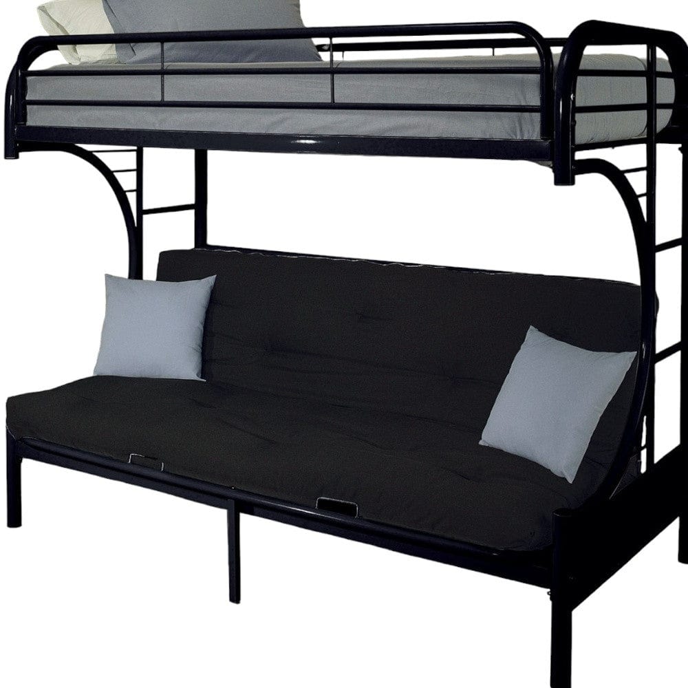 84" X 62" X 65" Twin Xl Over Queen Black Metal Tube Futon Bunk Bed - Homeroots - Flyclothing LLC