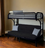 84" X 62" X 65" Twin Xl Over Queen Black Metal Tube Futon Bunk Bed - Homeroots - Flyclothing LLC