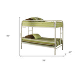 White Twin Contemporary Metal Bunk Bed - Homeroots - Flyclothing LLC
