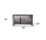 65" Dark Brown Wood Cabinet Enclosed Storage TV Stand - Homeroots - Flyclothing LLC