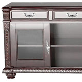 65" Dark Brown Wood Cabinet Enclosed Storage TV Stand - Homeroots - Flyclothing LLC
