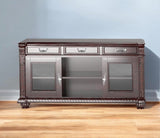 65" Dark Brown Wood Cabinet Enclosed Storage TV Stand - Homeroots - Flyclothing LLC