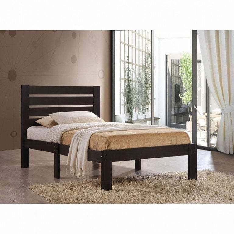 Espresso Solid Wood Full Tufted Bed - Homeroots - Flyclothing LLC