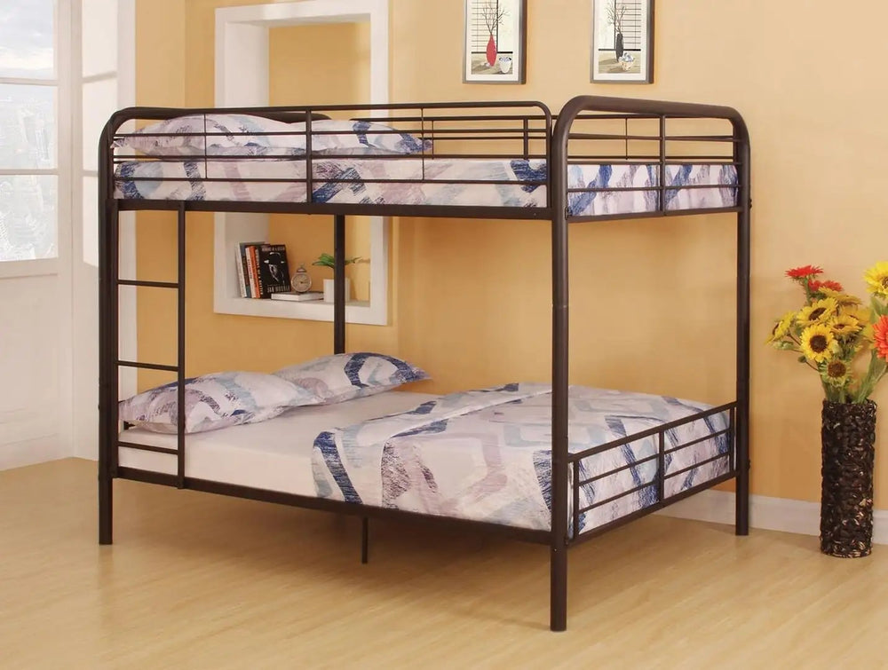 79" X 57" X 65" Dark Brown Metal Tube Full Over Full Bunk Bed - Homeroots - Flyclothing LLC