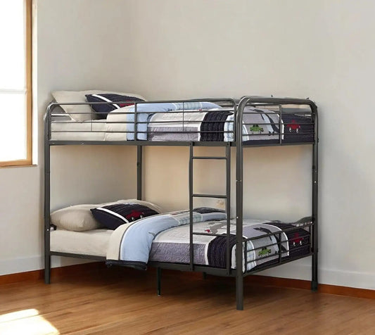 79" X 57" X 65" Gunmetal Metal Tube Full Over Full Bunk Bed - Homeroots