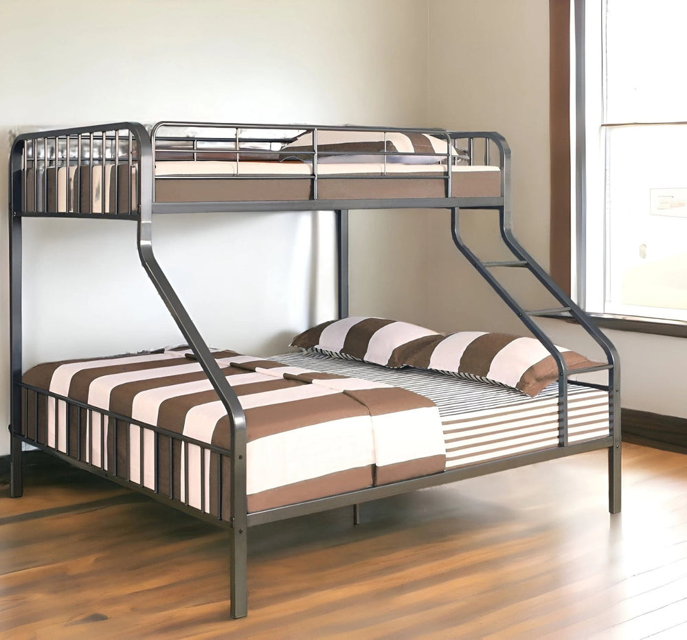 83" X 63" X 60" Gunmetal Twin Xl Over Queen Bunk Bed - Homeroots - Flyclothing LLC