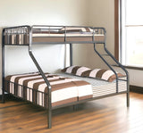 83" X 63" X 60" Gunmetal Twin Xl Over Queen Bunk Bed - Homeroots - Flyclothing LLC