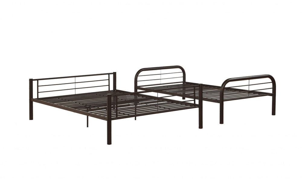 79" X 57" X 63" Twin Over Full Sandy Black Metal Tube Bunk Bed - Homeroots - Flyclothing LLC
