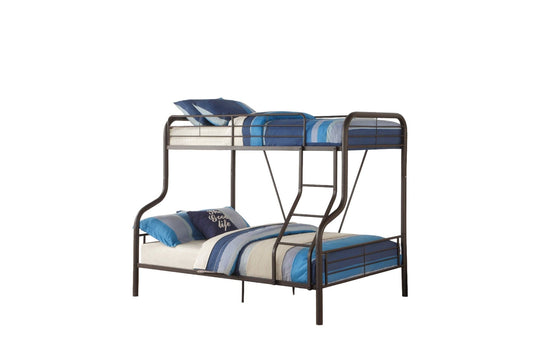 79" X 57" X 63" Twin Over Full Sandy Black Metal Tube Bunk Bed - Homeroots