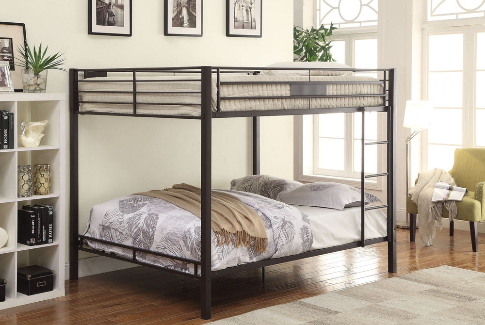 83" X 63" X 65" Sandy Black Metal Bunk Bed - Homeroots - Flyclothing LLC