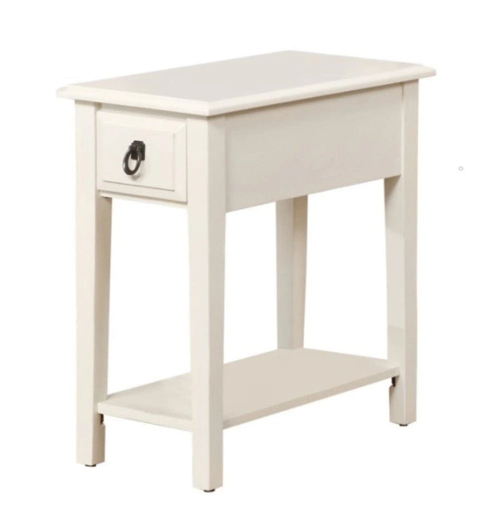 23" White Solid Wood End Table With Drawer And Shelf - Homeroots - Flyclothing LLC