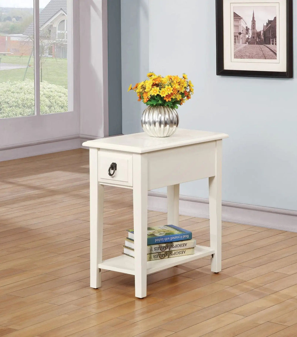 23" White Solid Wood End Table With Drawer And Shelf - Homeroots - Flyclothing LLC