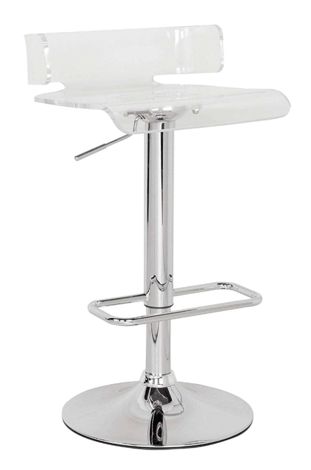 Clear And Silver Acrylic And Metal Low Back Adjustable Height Swivel Bar Chair - Homeroots - Flyclothing LLC