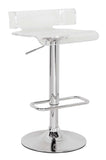Clear And Silver Acrylic And Metal Low Back Adjustable Height Swivel Bar Chair - Homeroots - Flyclothing LLC