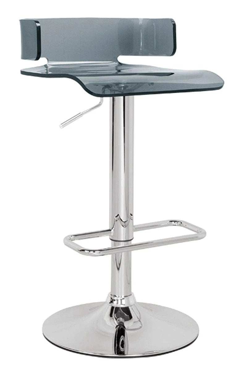 Gray And Silver Metal Swivel Low Back Adjustable Height Bar Chair - Homeroots - Flyclothing LLC