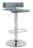 Gray And Silver Metal Swivel Low Back Adjustable Height Bar Chair - Homeroots - Flyclothing LLC