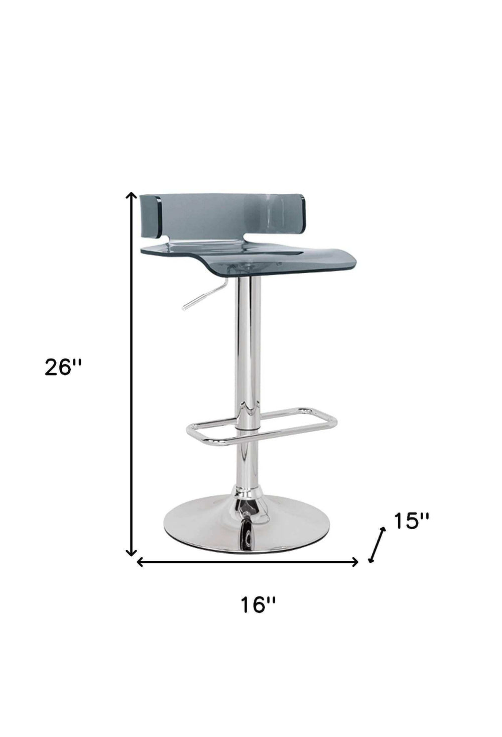 Gray And Silver Metal Swivel Low Back Adjustable Height Bar Chair - Homeroots - Flyclothing LLC