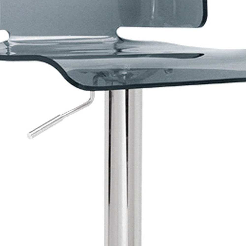 Gray And Silver Metal Swivel Low Back Adjustable Height Bar Chair - Homeroots - Flyclothing LLC