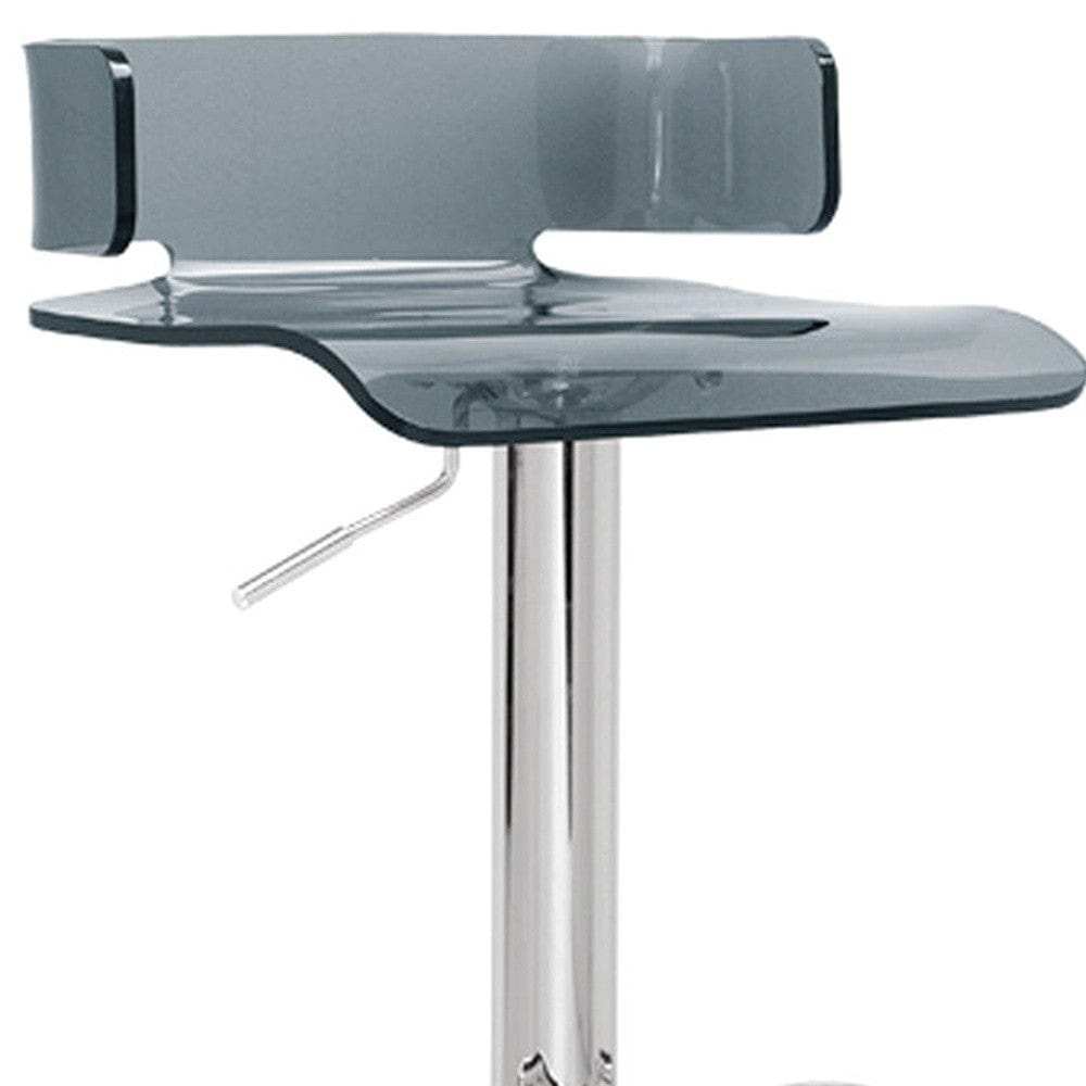 Gray And Silver Metal Swivel Low Back Adjustable Height Bar Chair - Homeroots - Flyclothing LLC
