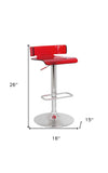 Red And Silver Acrylic And Metal Low Back Adjustable Height Bar Chair - Homeroots - Flyclothing LLC