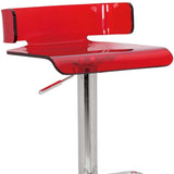 Red And Silver Acrylic And Metal Low Back Adjustable Height Bar Chair - Homeroots - Flyclothing LLC