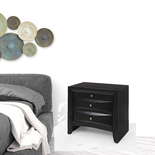 25" Dark Brown Three Drawer Nightstand - Homeroots