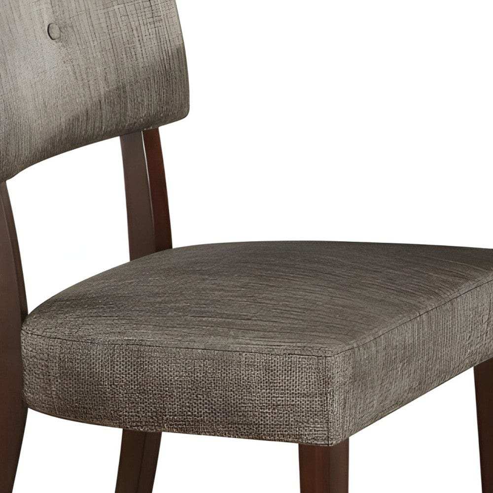 Set of Two Tufted Gray And Brown Upholstered Fabric Open Back Dining Side Chairs - Homeroots - Flyclothing LLC