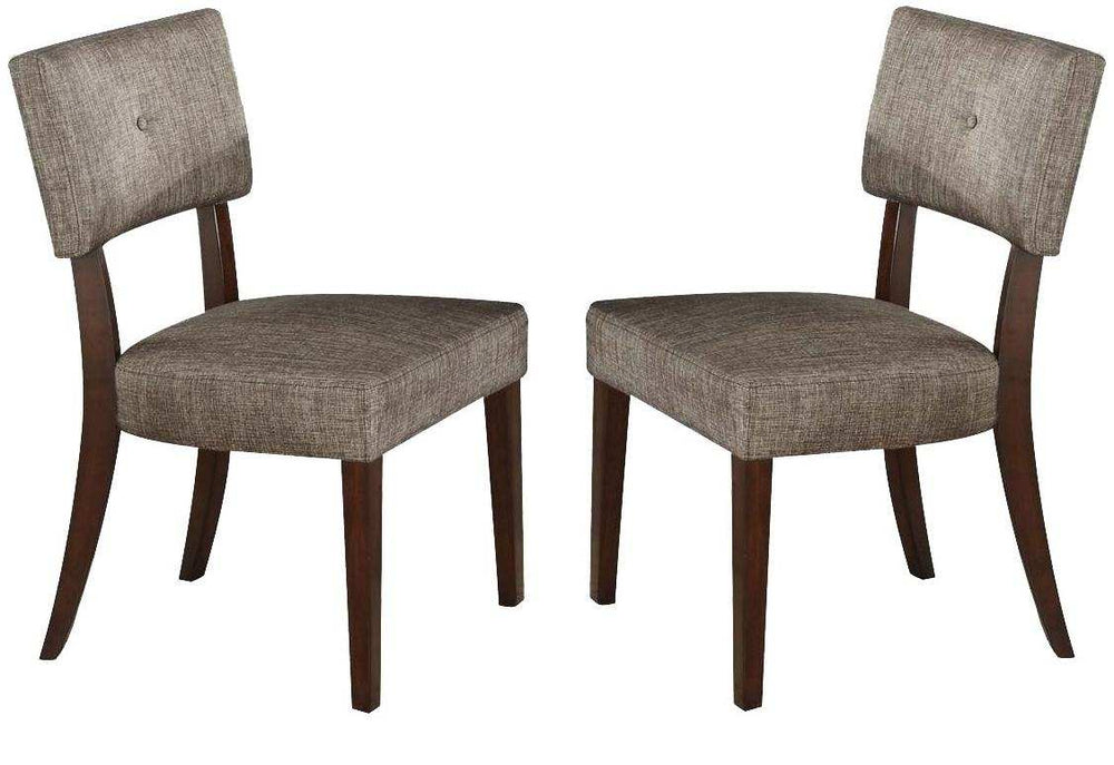 Set of Two Tufted Gray And Brown Upholstered Fabric Open Back Dining Side Chairs - Homeroots - Flyclothing LLC