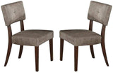 Set of Two Tufted Gray And Brown Upholstered Fabric Open Back Dining Side Chairs - Homeroots - Flyclothing LLC