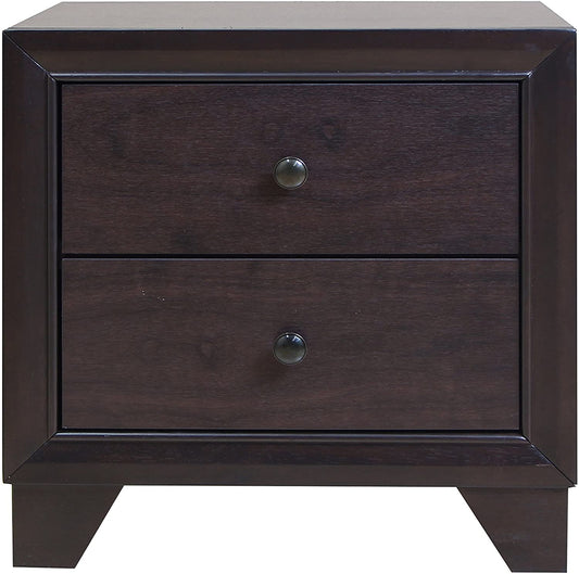 22" Espresso Two Drawers Solid Wood Nightstand - Homeroots