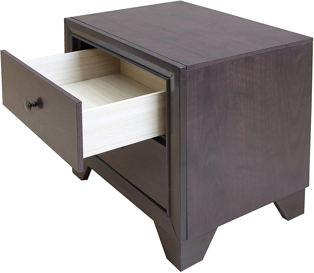 22" Espresso Two Drawers Solid Wood Nightstand - Homeroots - Flyclothing LLC