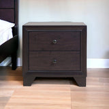 22" Espresso Two Drawers Solid Wood Nightstand - Homeroots - Flyclothing LLC