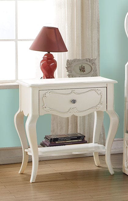 24" X 17" X 26" Pearl White Pine Wood Nightstand - Homeroots - Flyclothing LLC