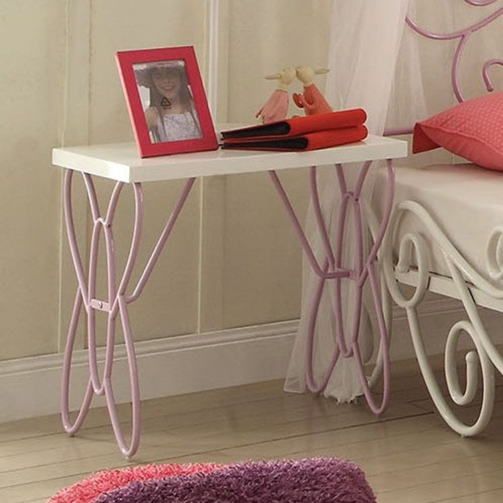 22" Lilac And White Rectangular Nightstand With Top - Homeroots - Flyclothing LLC
