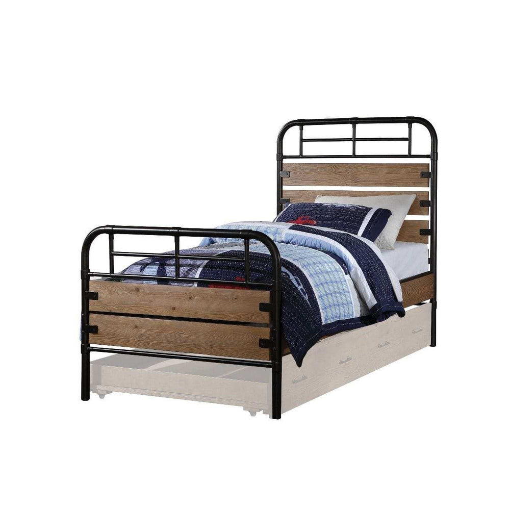 Brown and Black Solid Wood Twin Bed Frame - Homeroots - Flyclothing LLC