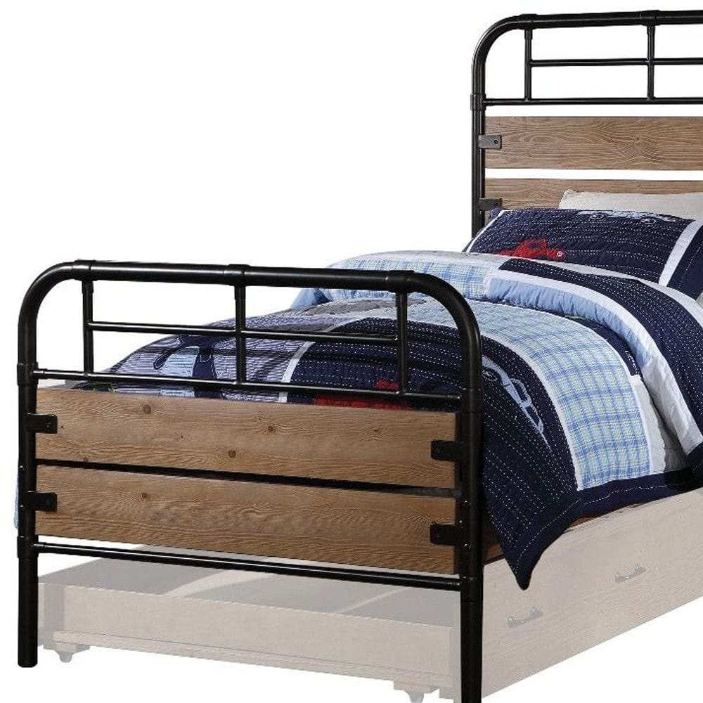 Brown and Black Solid Wood Twin Bed Frame - Homeroots - Flyclothing LLC