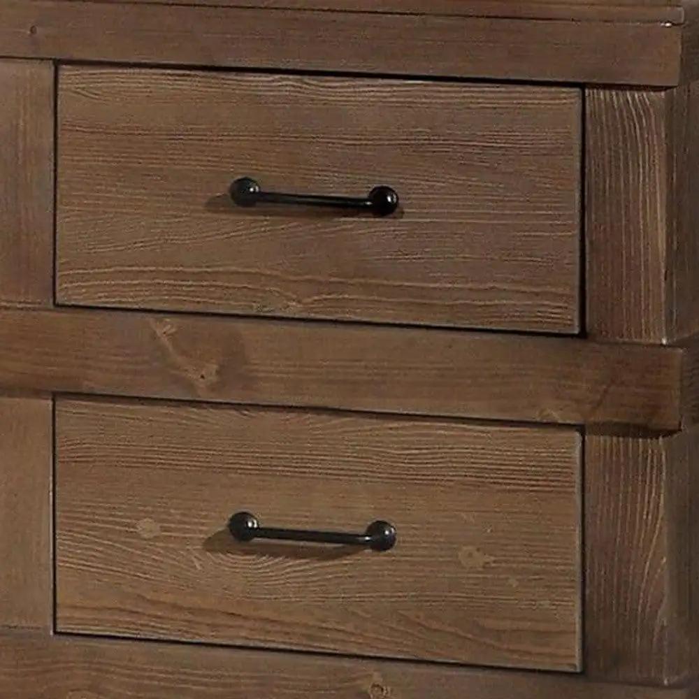 23" Brown Two Drawers Metal Nightstand - Homeroots - Flyclothing LLC