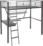 79" X 42" X 72" Silver And Black Metal Tube Loft Bed With Desk - Homeroots - Flyclothing LLC
