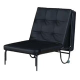 75" Black Faux Leather Tufted Convertible Chair - Homeroots