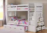 97" X 43" X 68" Twin Over Twin White Storage Ladder And Trundle Bunk Bed - Homeroots - Flyclothing LLC