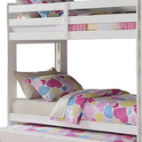 97" X 43" X 68" Twin Over Twin White Storage Ladder And Trundle Bunk Bed - Homeroots - Flyclothing LLC