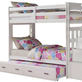 97" X 43" X 68" Twin Over Twin White Storage Ladder And Trundle Bunk Bed - Homeroots - Flyclothing LLC