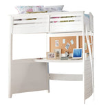83" X 45" X 74" Twin White Poplar Wood Loft Bed With Desk - Homeroots - Flyclothing LLC