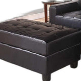 Black Faux Leather Stationary L Shaped Three Piece Sofa And Chaise - Homeroots - Flyclothing LLC