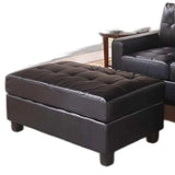Black Faux Leather Stationary L Shaped Three Piece Sofa And Chaise - Homeroots - Flyclothing LLC