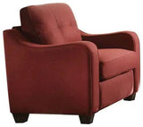 34" Red And Brown Linen Arm Chair - Homeroots