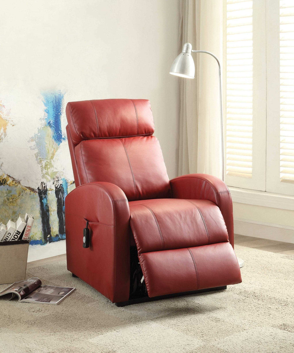 Faux Leather Power Motion Lift Recliner In Red - Homeroots - Flyclothing LLC
