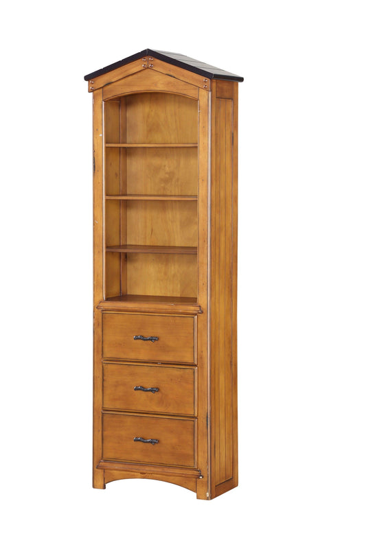 24" Brown And Black Standard Display Stand With Four Shelves And Three Drawers - Homeroots