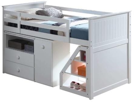 79" X 42" X 47" White Loft Bed With Chest And Swivel Deskladder - Homeroots